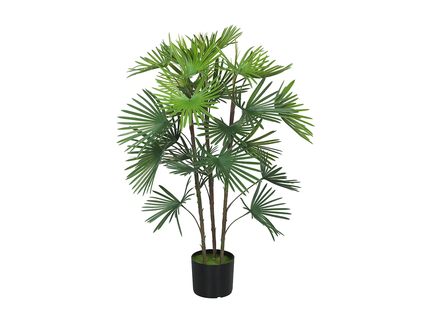 Palma artificiale da 90 cm in plastica verde con vaso da Ø16.5x13.5 cm