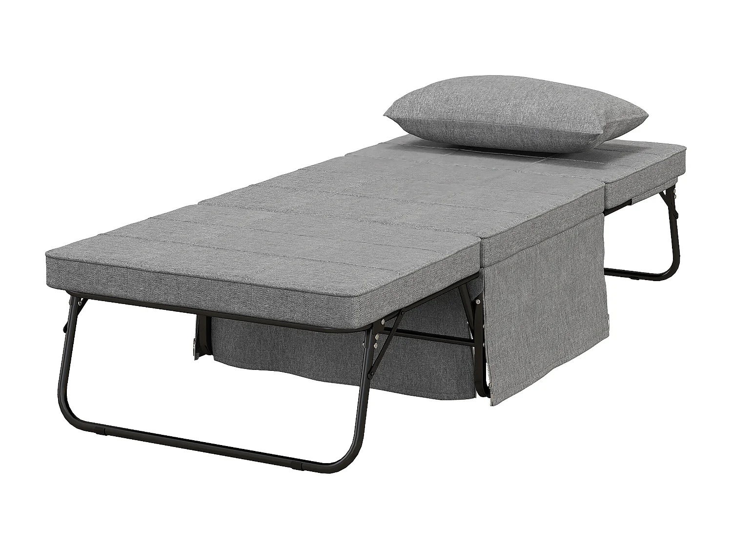 Pouf letto pieghevole multiuso con schienale reclinabile grigio