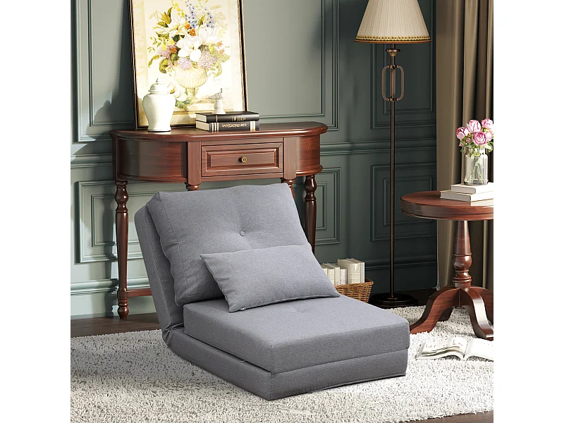 Poltrona letto 3 in 1 chaise longue e divano da terra grigio chiaro
