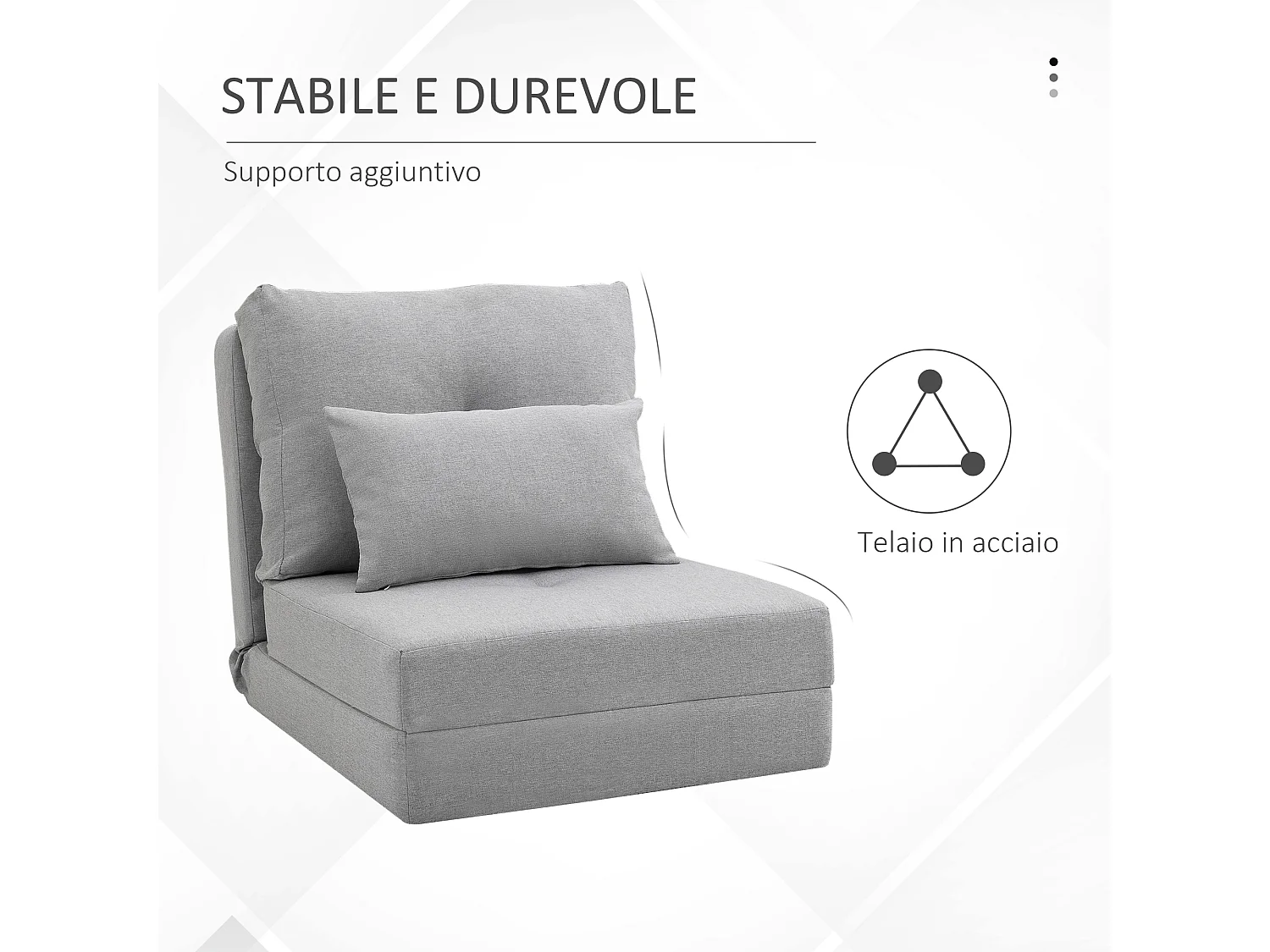 Poltrona letto 3 in 1 chaise longue e divano da terra grigio chiaro