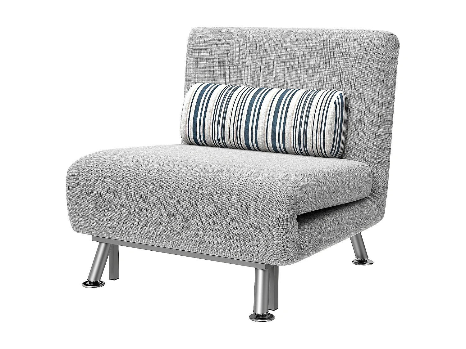 Poltrona Letto Singolo in Ferro e Cotone con Cuscino Grigio