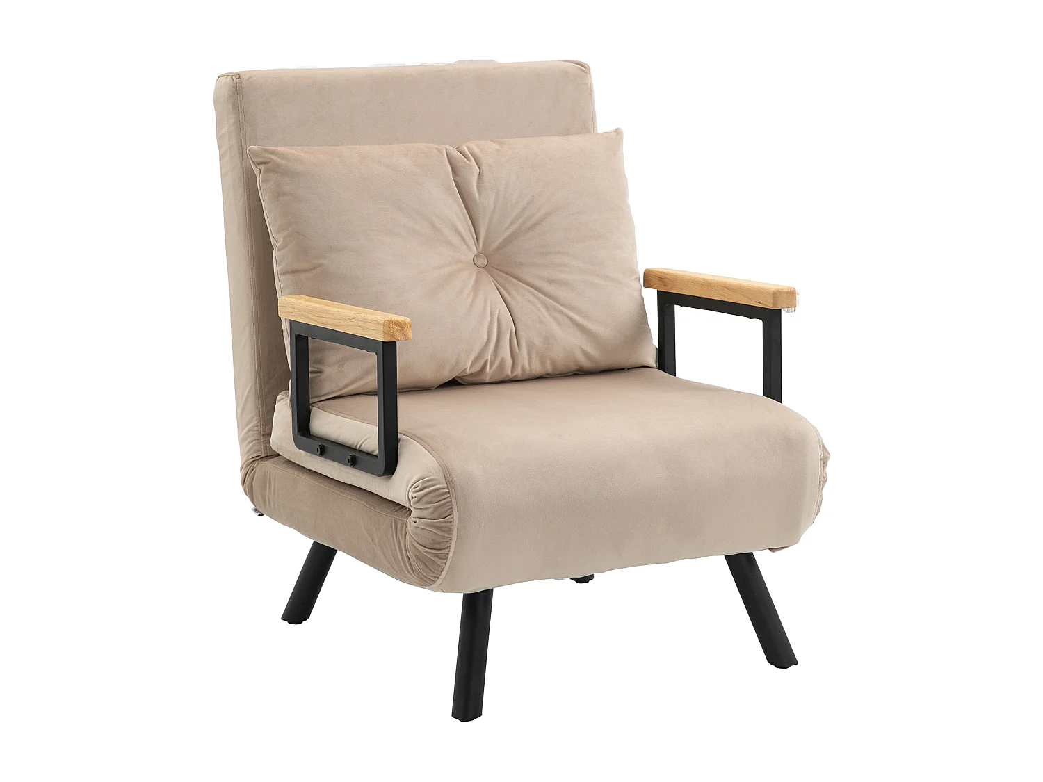 Poltrona letto 3 in 1 con schienale reclinabile e cuscino beige