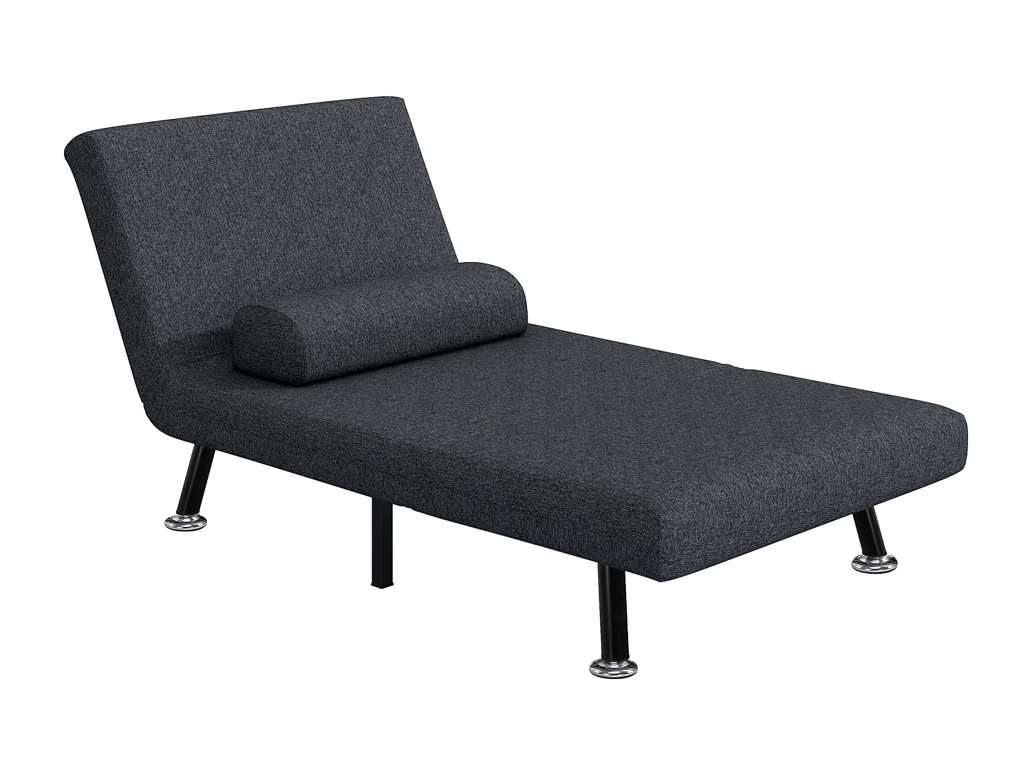 Poltrona letto 3 in 1 regolabile in tessuto effetto lino grigio scuro