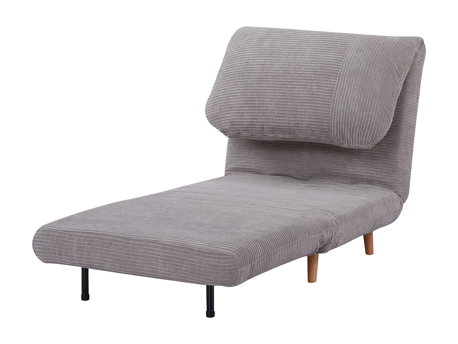 Poltrona letto 2 in 1 regolabile su 3 livelli seduta imbottita grigio