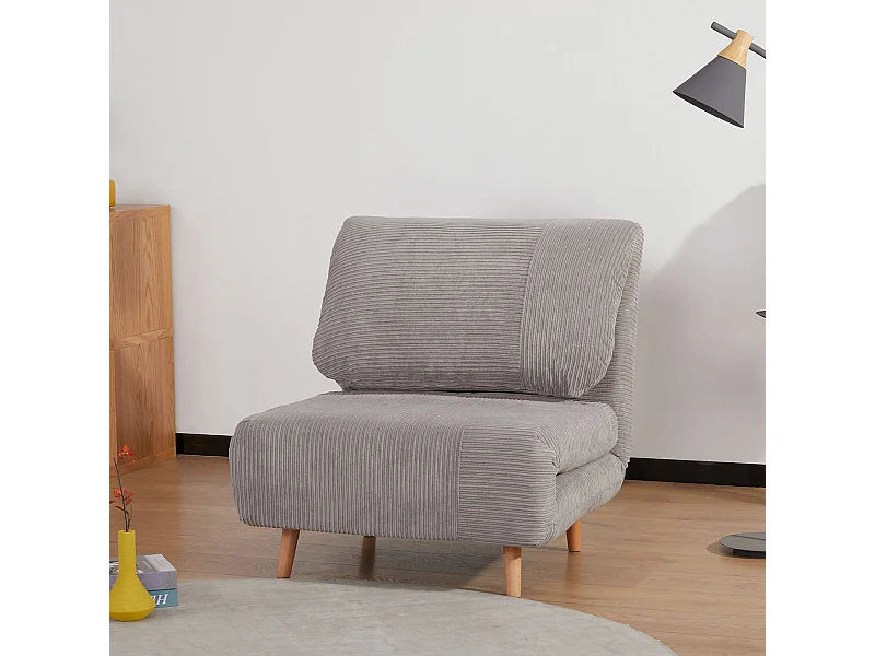 Poltrona letto 2 in 1 regolabile su 3 livelli seduta imbottita grigio