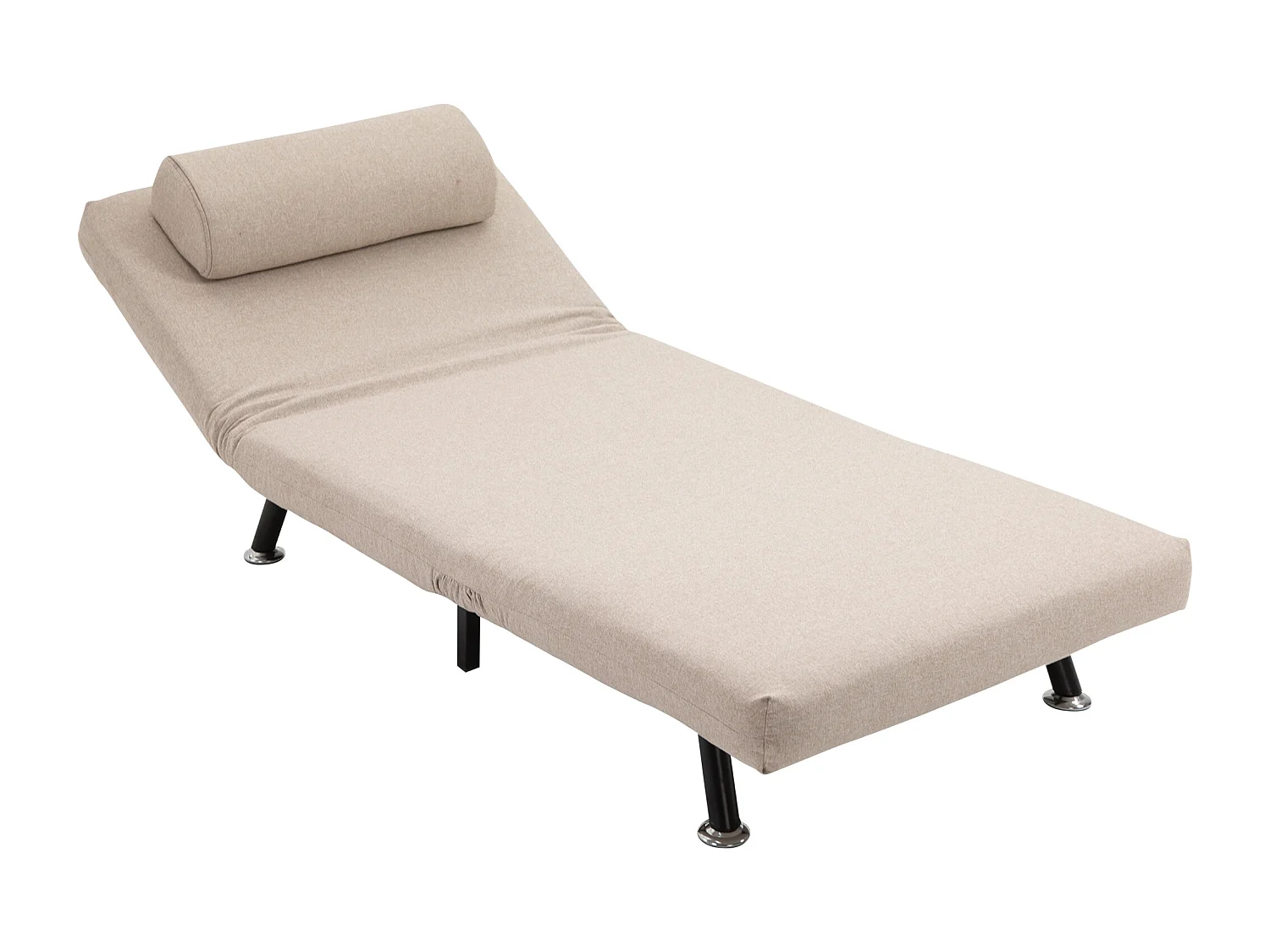 Poltrona Letto Singolo con Materasso e Cuscino Imbottito,Beige