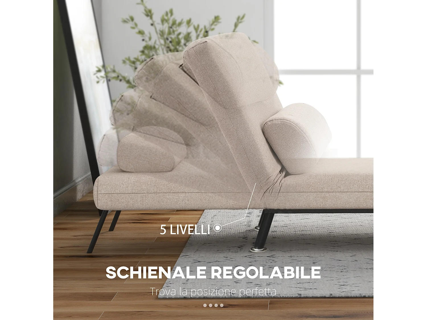 Poltrona Letto Singolo con Materasso e Cuscino Imbottito,Beige