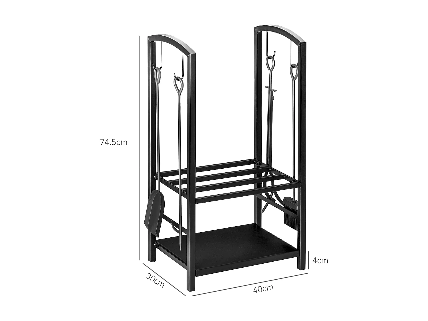 Portalegna da interno ed esterno in metallo a 2 ripiani
