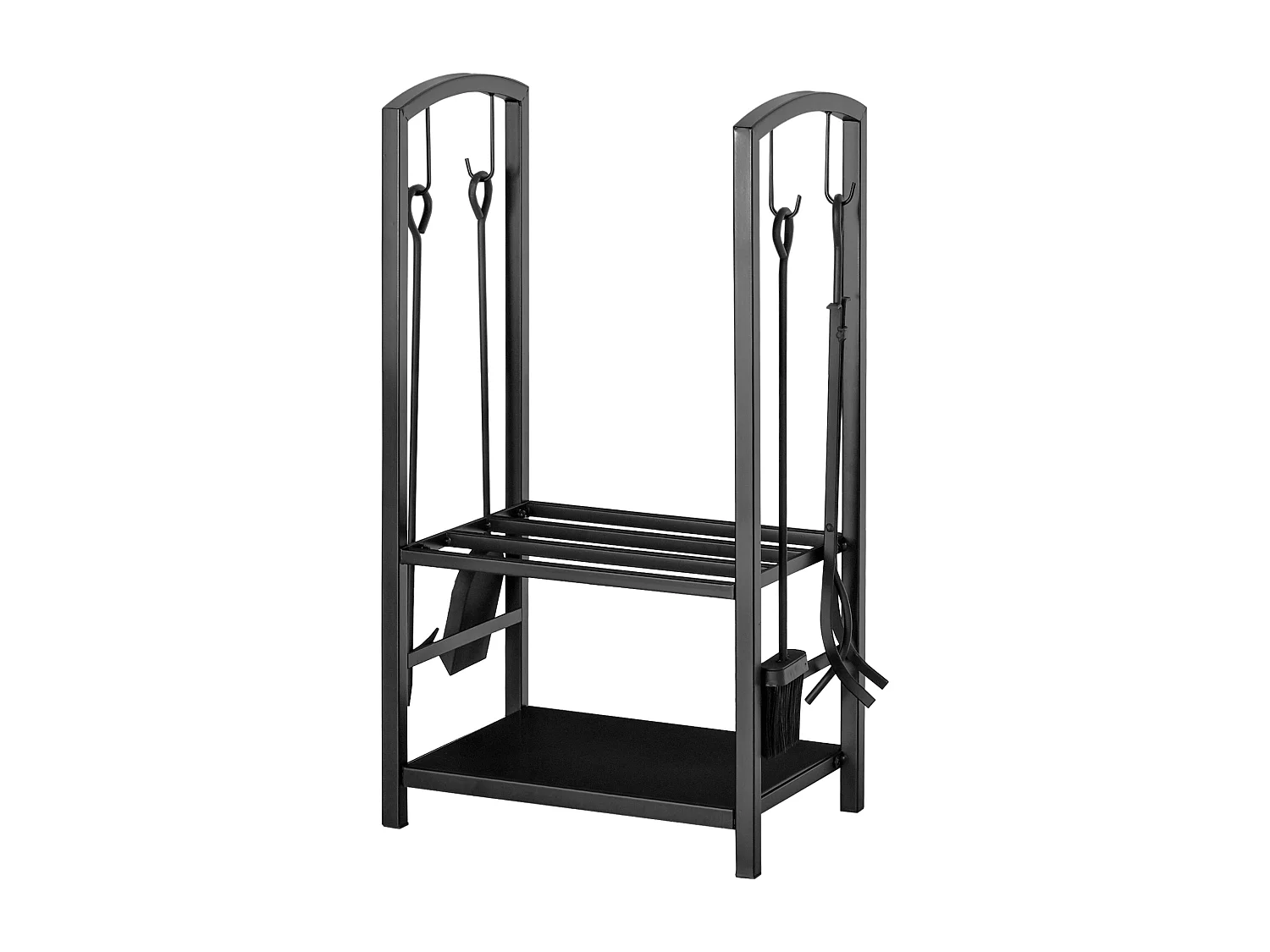 Portalegna da interno ed esterno in metallo a 2 ripiani