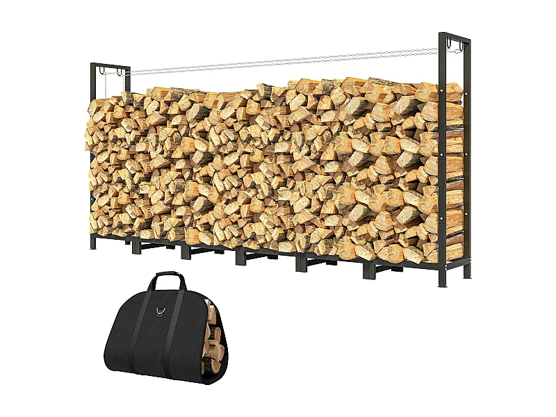 Legnaia 0.8m³ in metallo con telo impermeabile e catene 235x31x116 cm