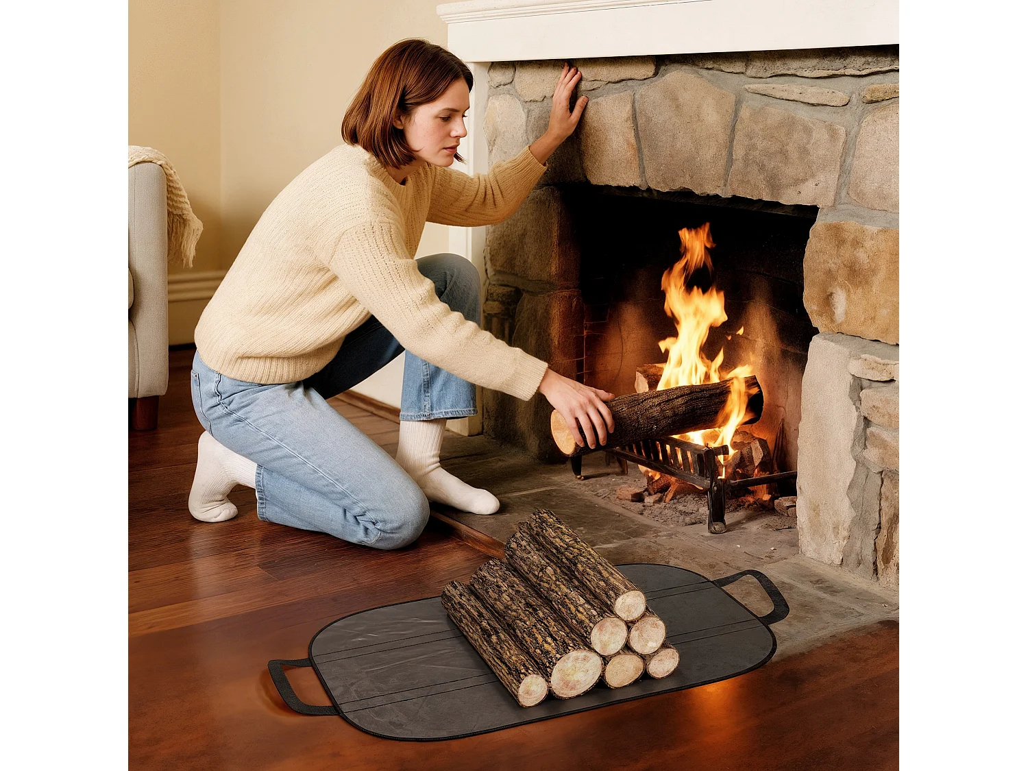 Legnaia 0.8m³ in metallo con telo impermeabile e catene 235x31x116 cm