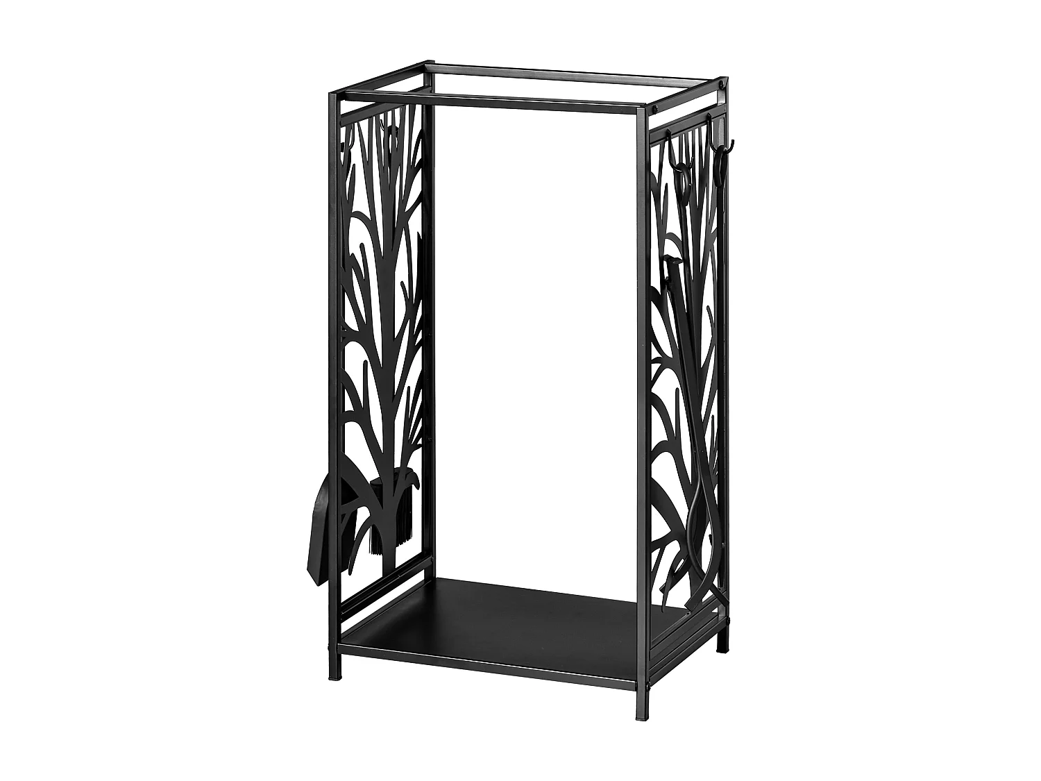 Porta legna per interni ed esterni con design elegante e 4 attrezzi