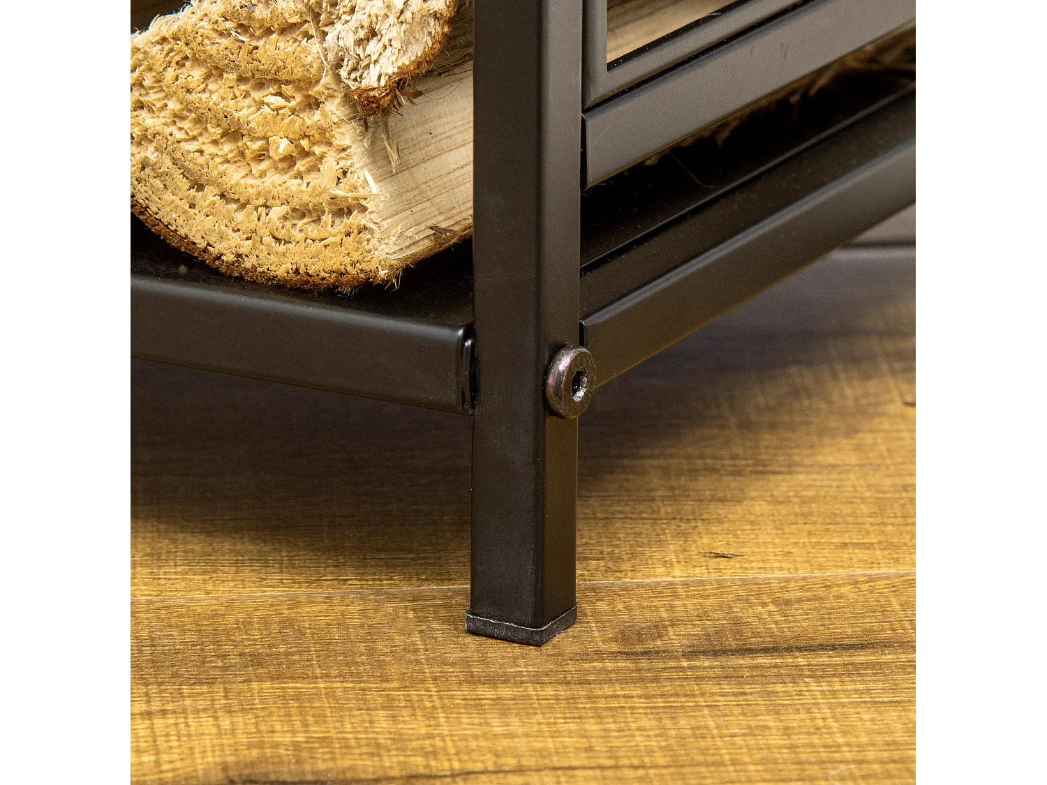 Porta legna per interni ed esterni con design elegante e 4 attrezzi