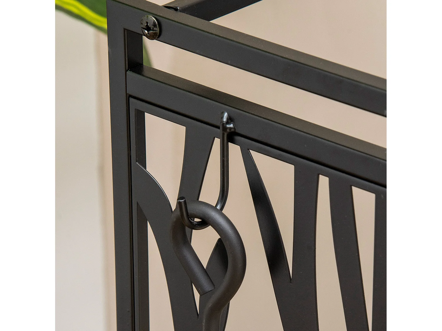 Porta legna per interni ed esterni con design elegante e 4 attrezzi