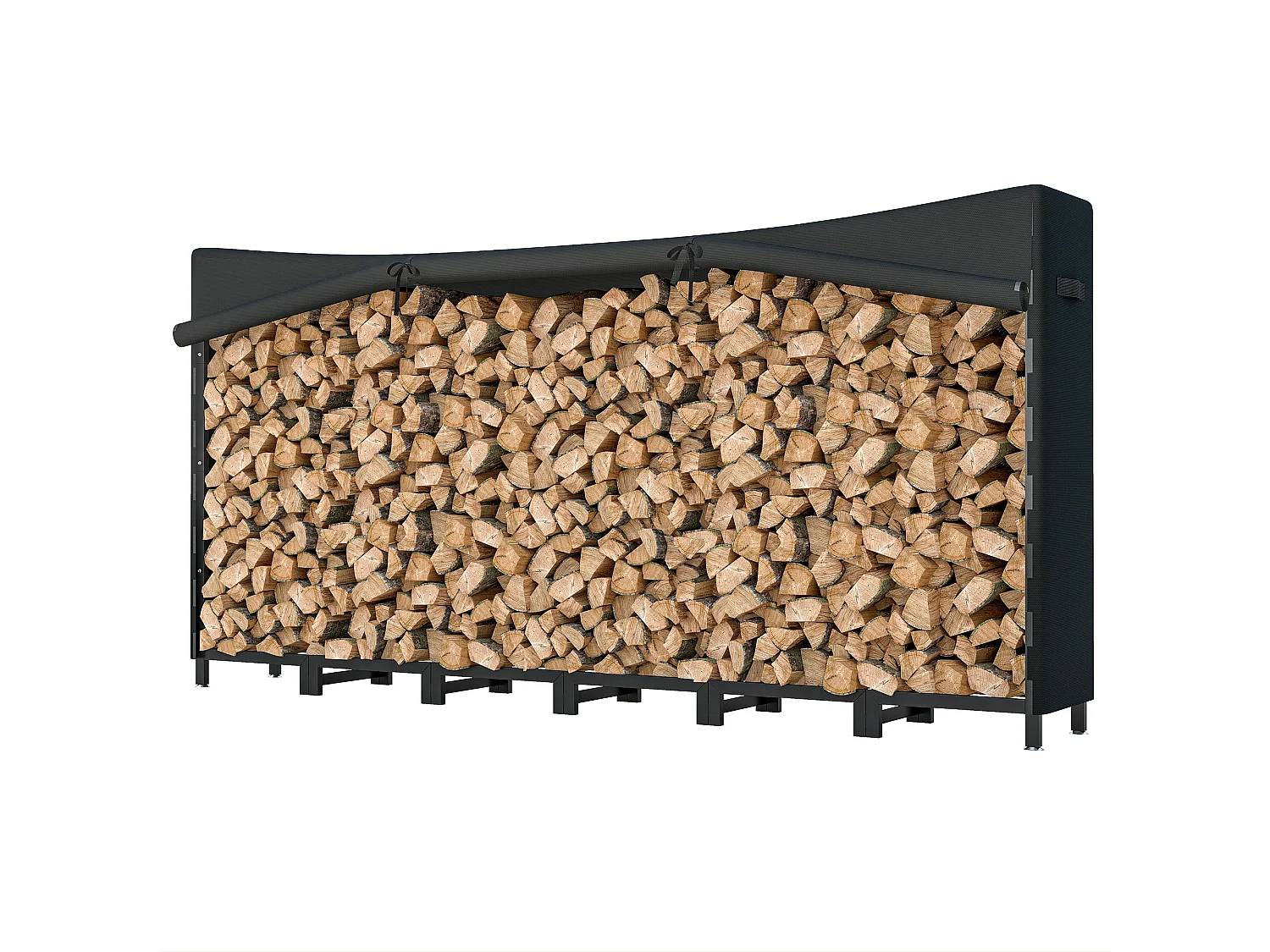 Legnaia da esterno con telo impermeabile e telaio regolabile nero
