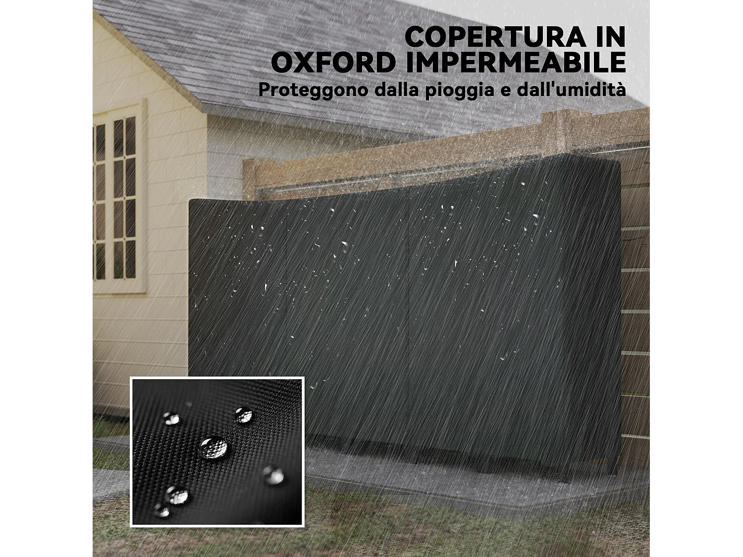 Legnaia da esterno con telo impermeabile e telaio regolabile nero