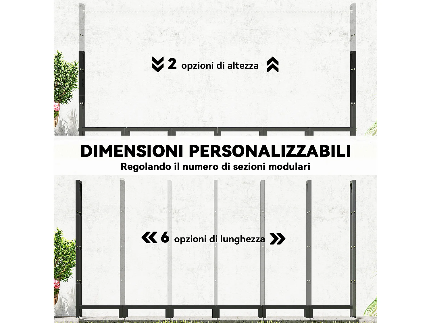 Legnaia da esterno con telo impermeabile e telaio regolabile nero