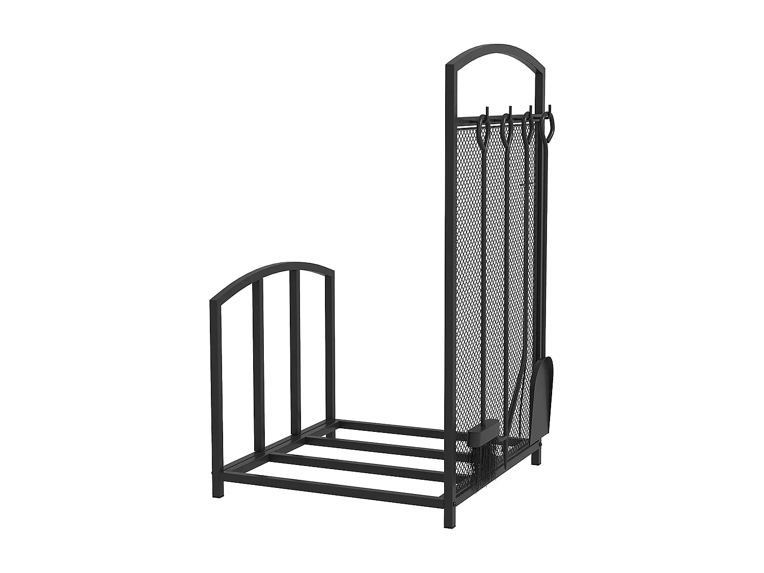 Portalegna in metallo per interno esterno con 4 attrezzi