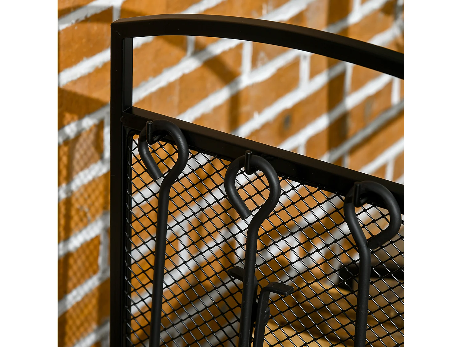 Portalegna in metallo per interno esterno con 4 attrezzi