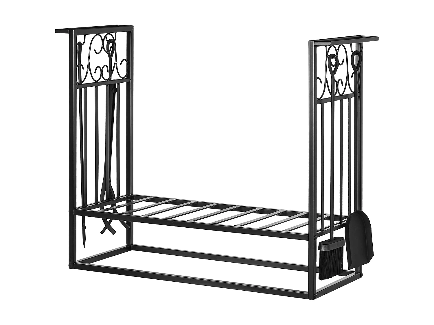 Portalegna rialzato per camino in acciaio antiruggine