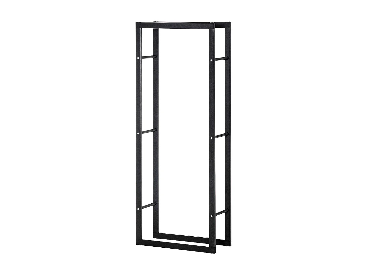 Porta legna verticale in metallo nero da interni e esterni 60x25x150cm
