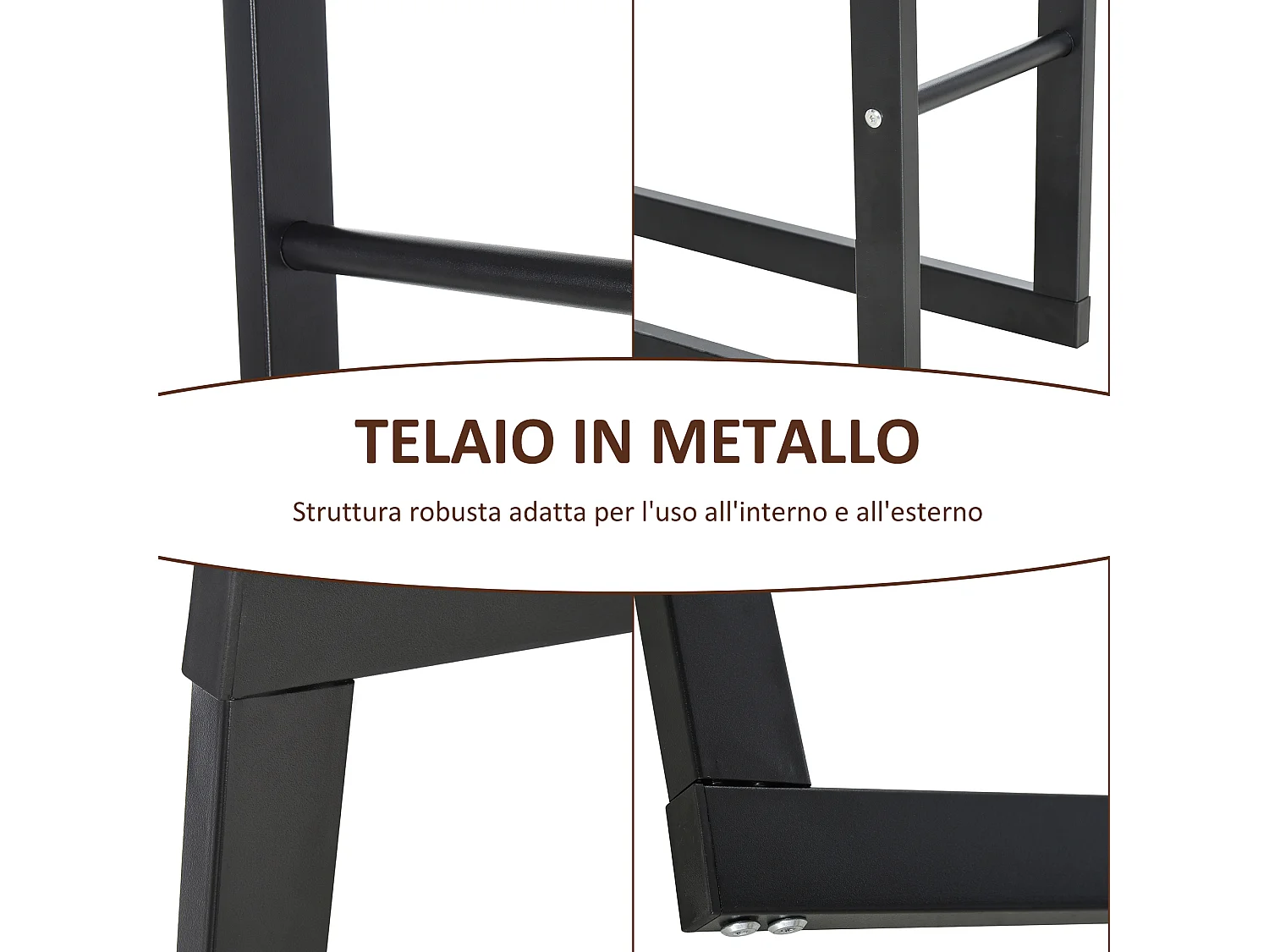 Porta legna verticale in metallo nero da interni e esterni 60x25x150cm