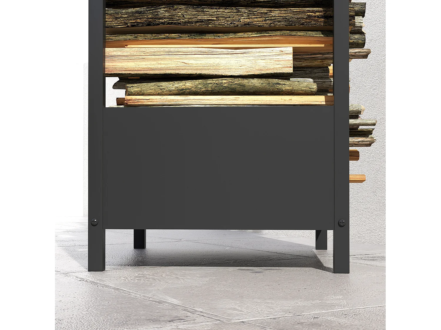 Outsunny Scaffale Portalegna da Interno ed Esterno in Acciaio Nero