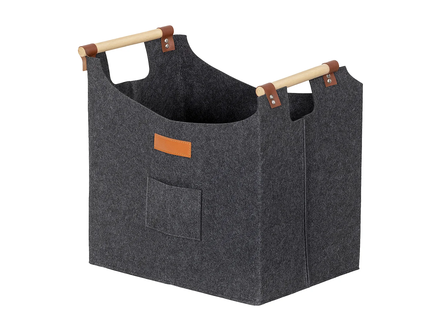 Borsa portalegna con manici da interni in feltro e legno grigio