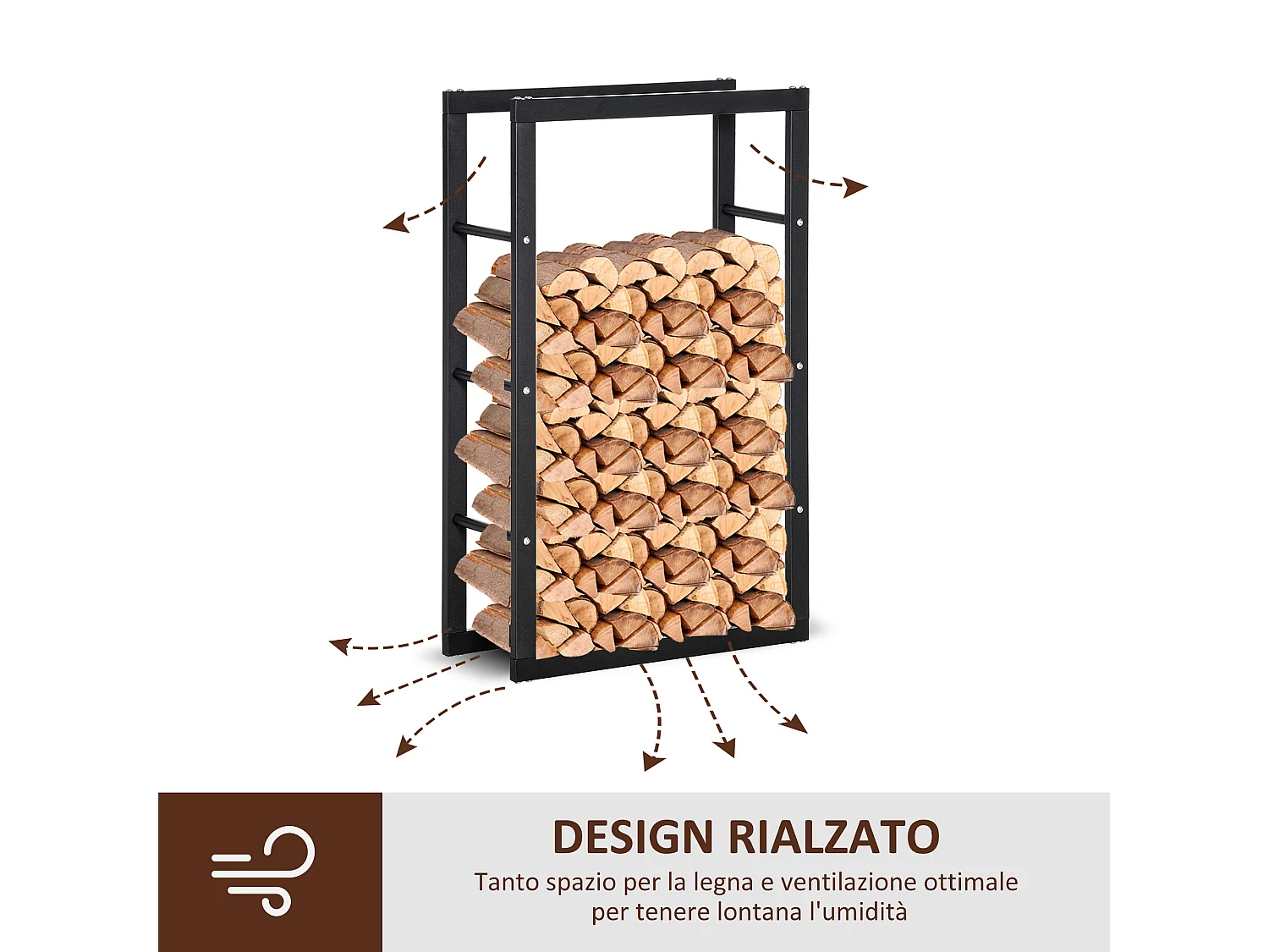 Porta legna da esterno e interno ferro con portata 100kg