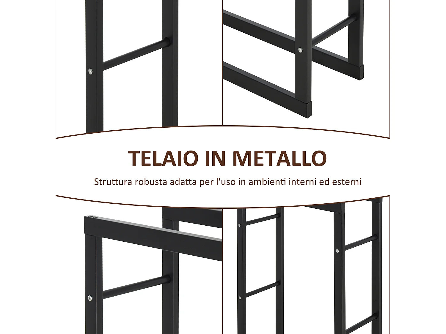 Porta legna da esterno e interno ferro con portata 100kg