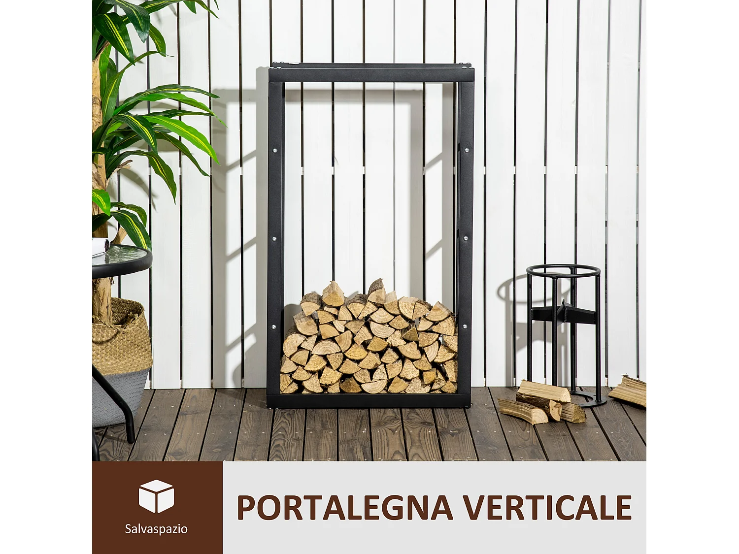 Porta legna da esterno e interno ferro con portata 100kg