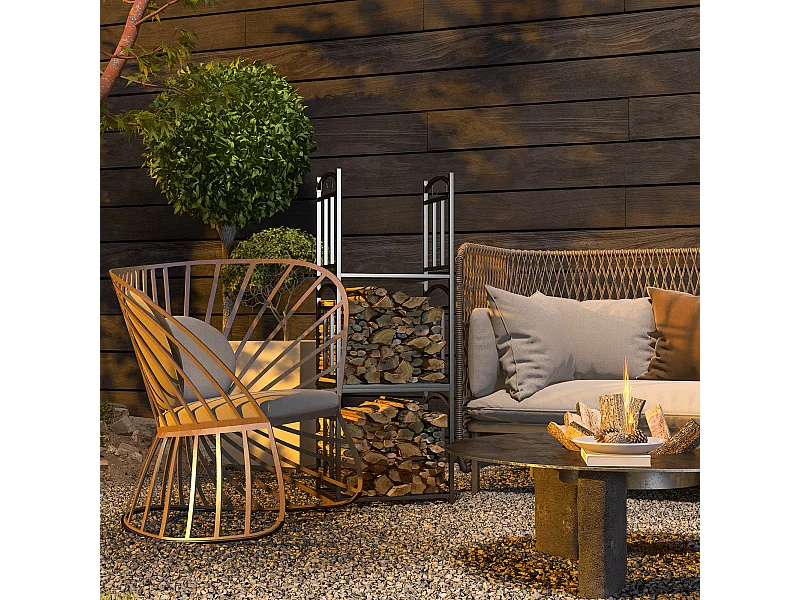 Legnaia da esterno e interno 3 livelli separabili in metallo