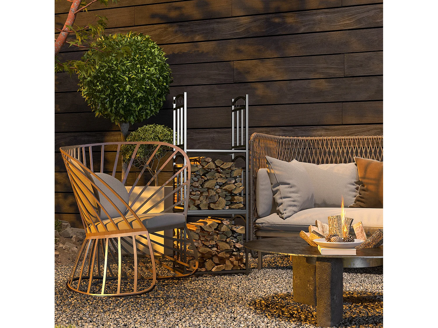 Legnaia da esterno e interno 3 livelli separabili in metallo