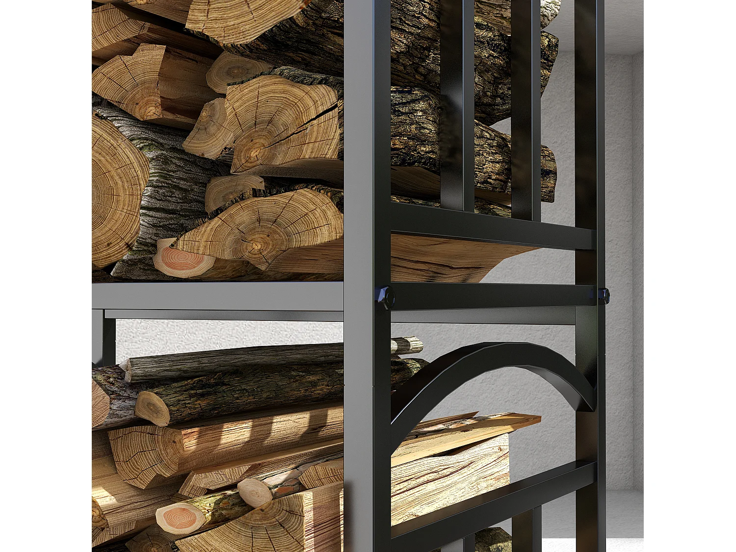 Legnaia da esterno e interno 3 livelli separabili in metallo