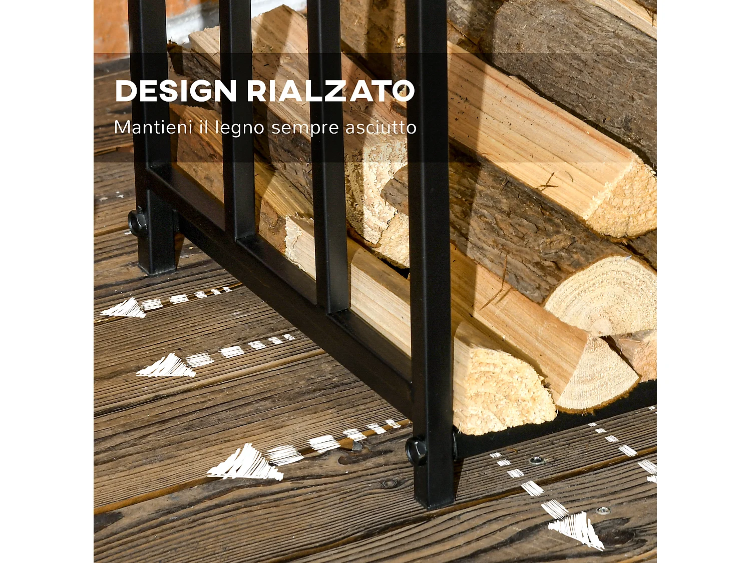 Legnaia da esterno e interno 3 livelli separabili in metallo