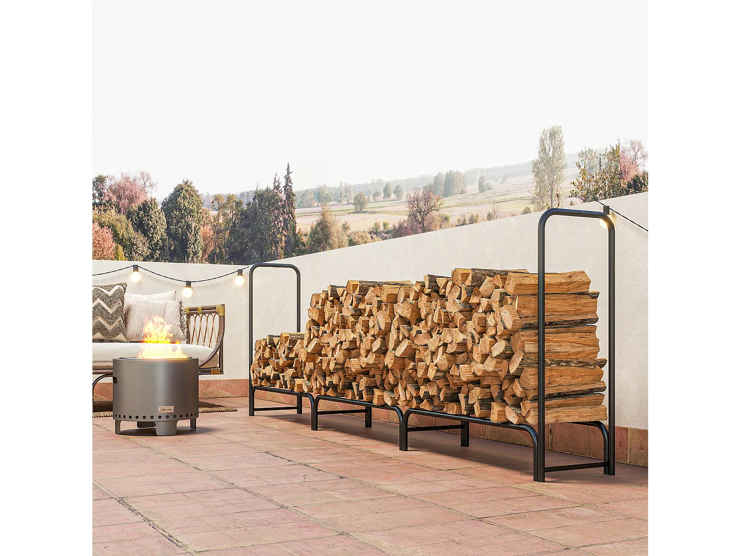 Portalegna da 1m³ regolabile con telo impermeabile 300x36x99 cm