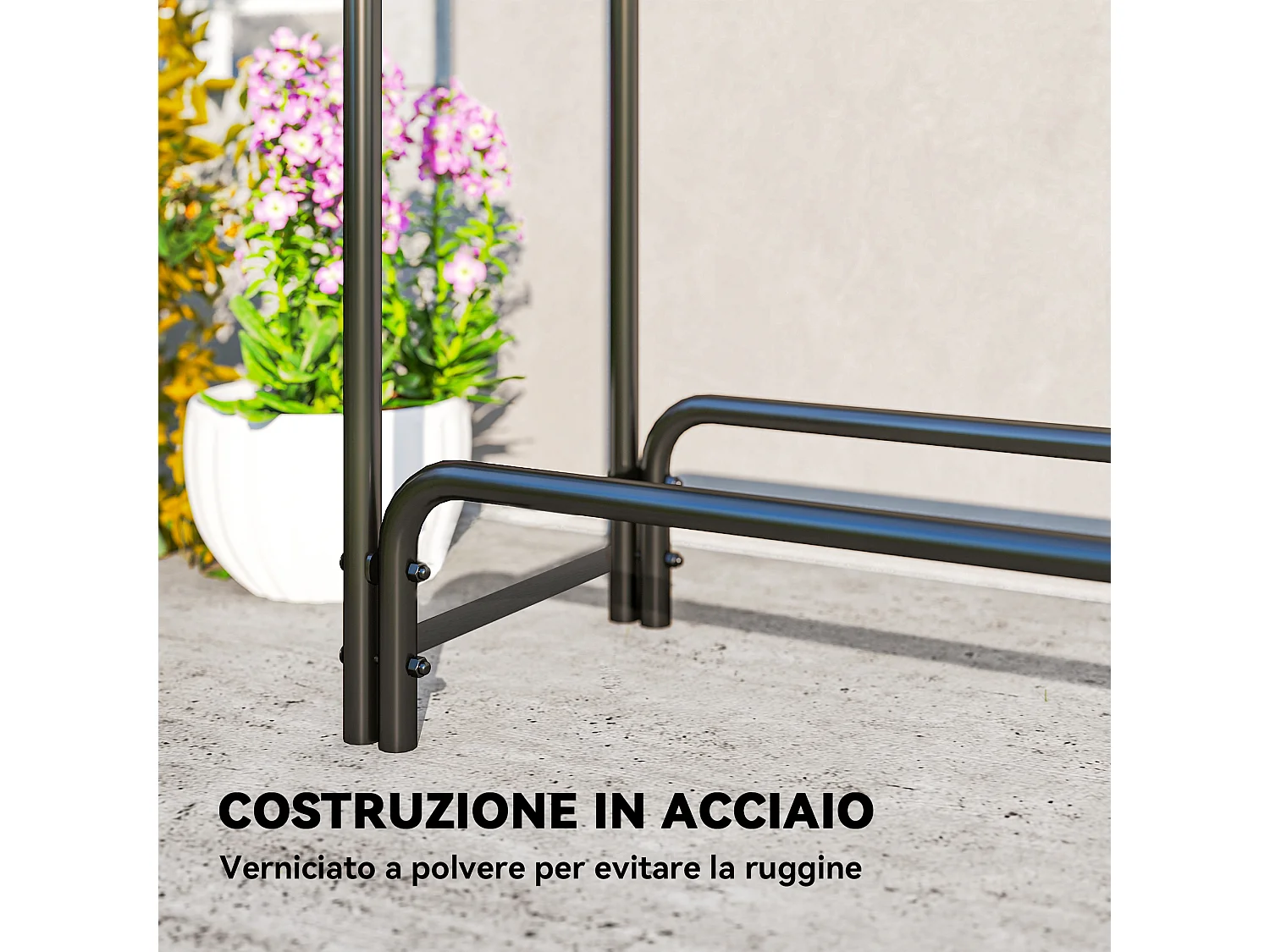 Portalegna da 1m³ regolabile con telo impermeabile 300x36x99 cm