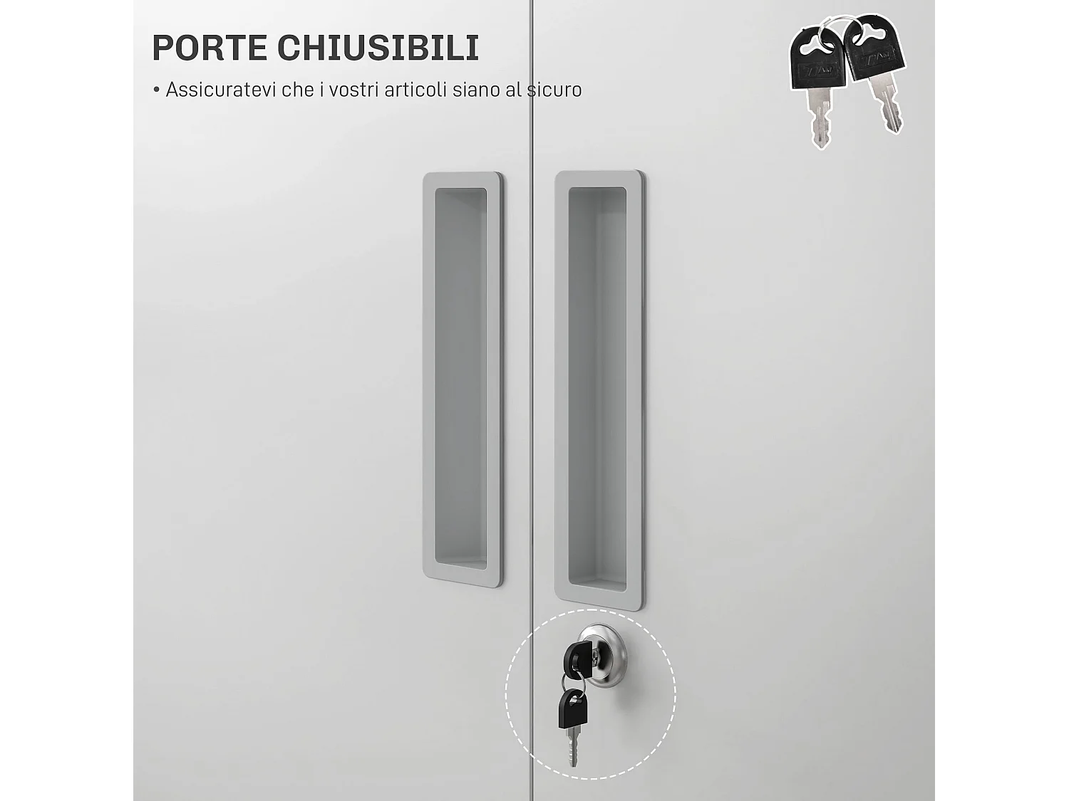 Armadio da ufficio 5 livelli a 4 ripiani regolabili in acciaio bianco