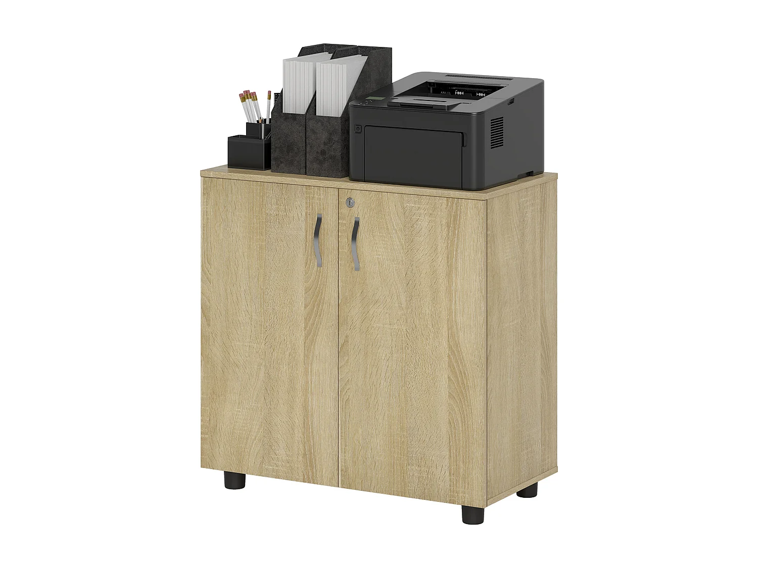 Mobile ufficio con 2 ante mensola e serratura in legno rovere