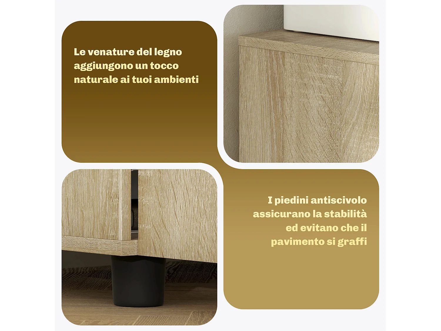 Mobile ufficio con 2 ante mensola e serratura in legno rovere