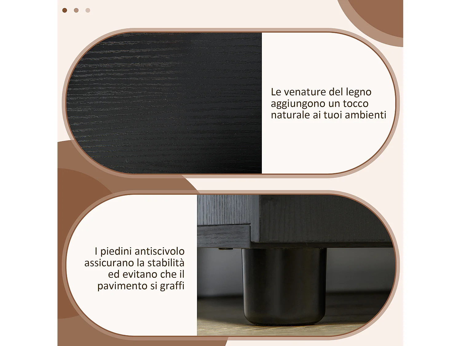 Mobile ufficio con 2 ante mensola e serratura in legno nero