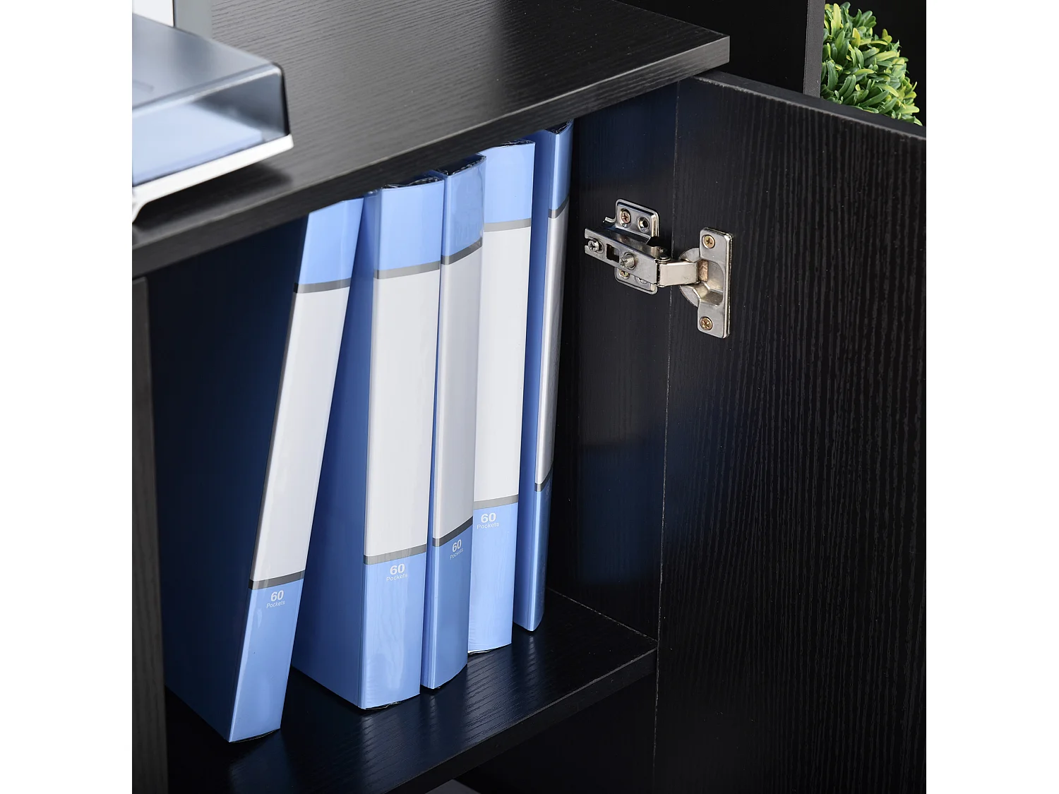 Mobile ufficio con 2 ante mensola e serratura in legno nero