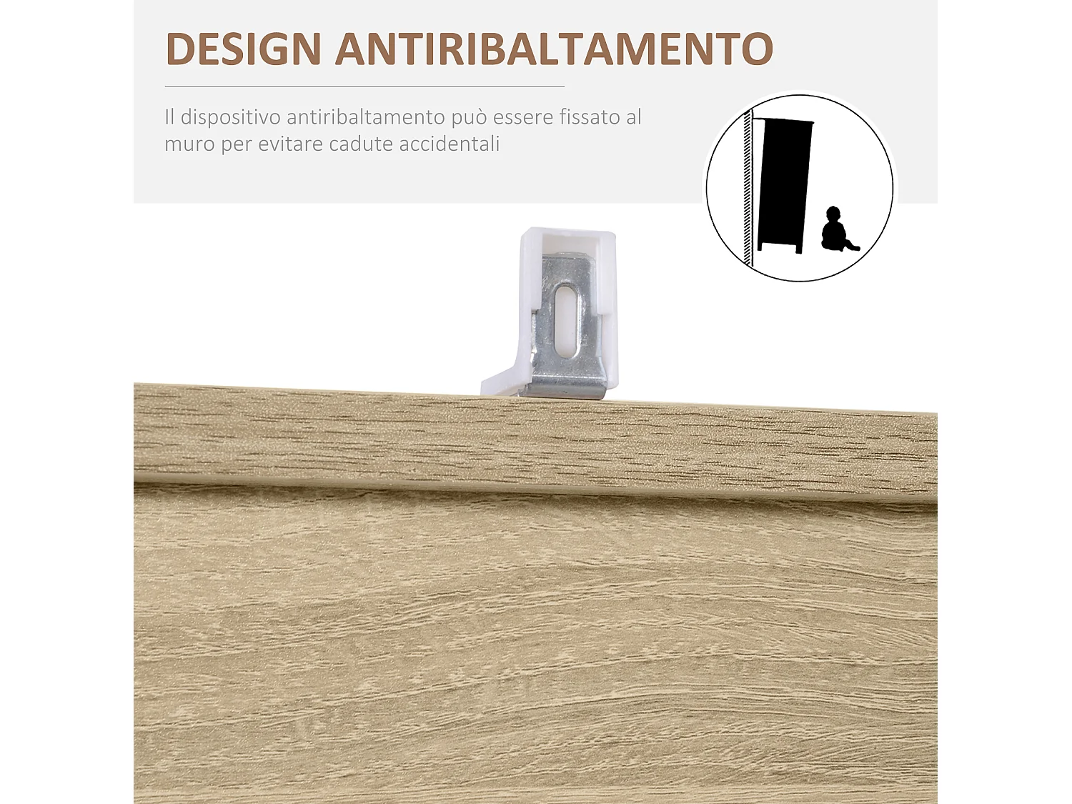 Mobile libreria con 3 ripiani e 4 scomparti in legno