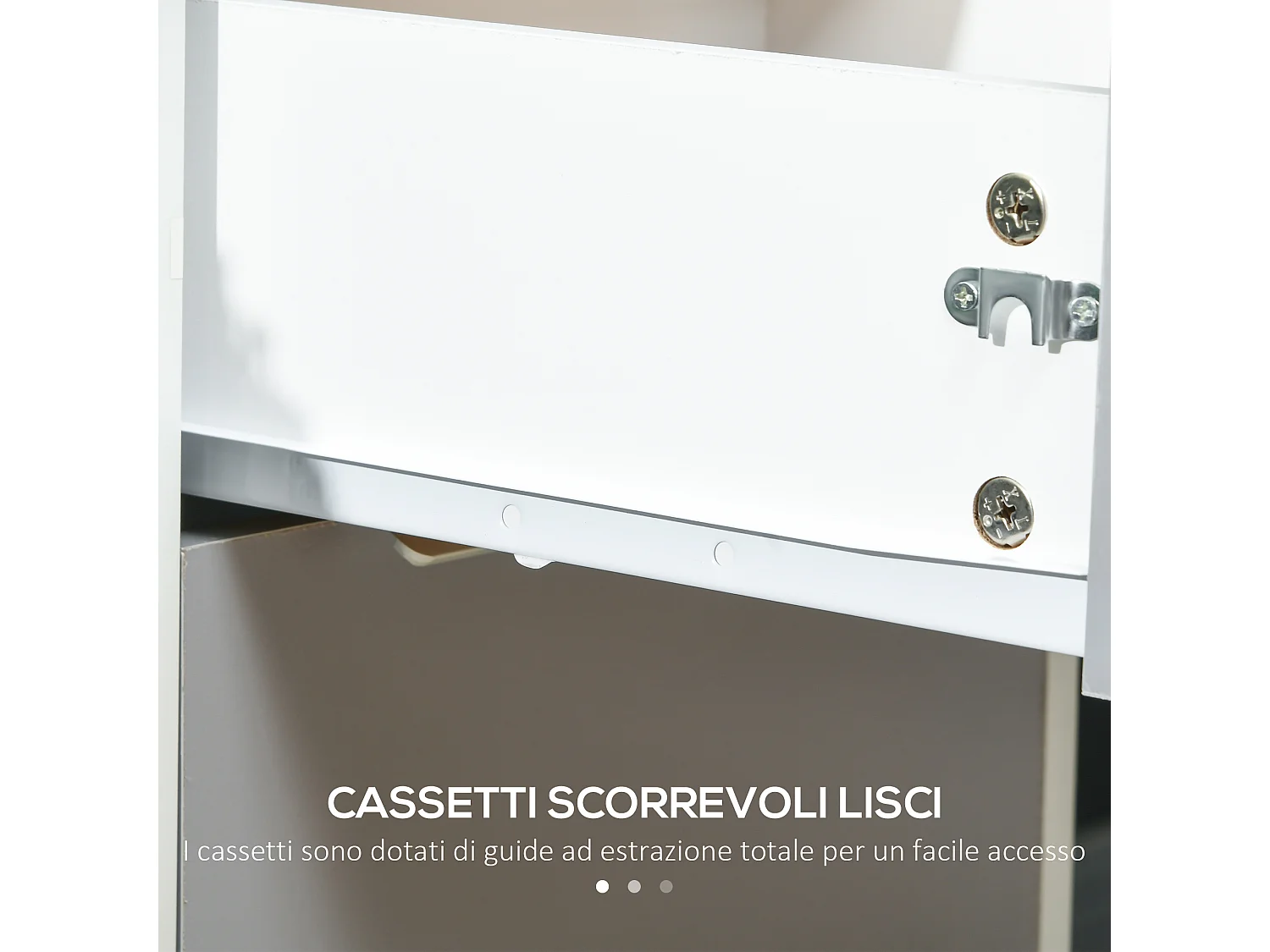 Schedario per ufficio a 3 cassetti con chiavi e 4 ruote bianco grigio