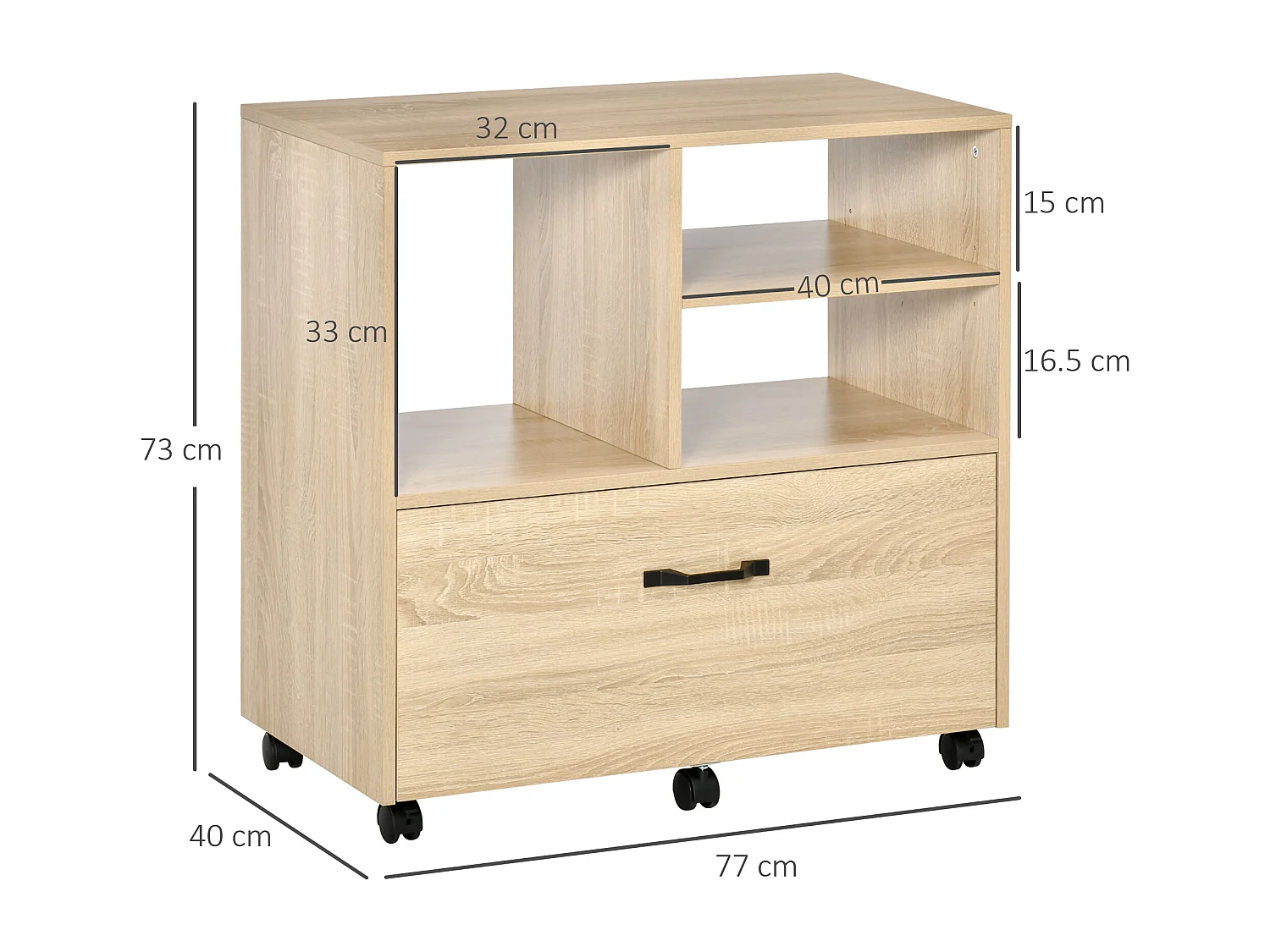 Mobile multiuso ufficio porta stampante 77x40x73cm legno