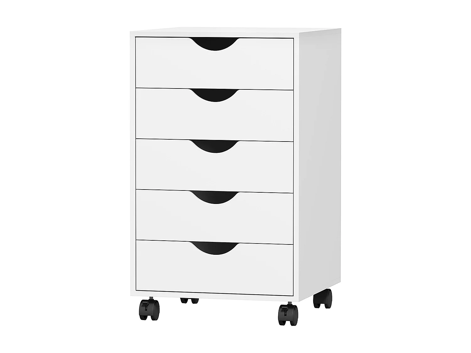 Cassettiera da ufficio a 5 cassetti con ruote girevoli bianco