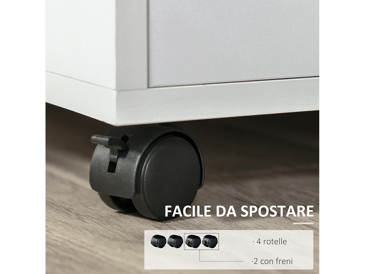 Mobile porta stampante con armadietto e ripiani in legno bianco