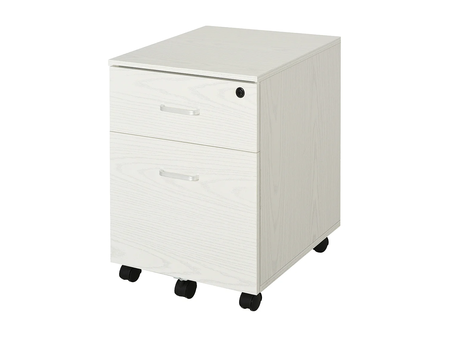 Cassettiera portadocumenti per ufficio a 2 cassetti e serratura bianco