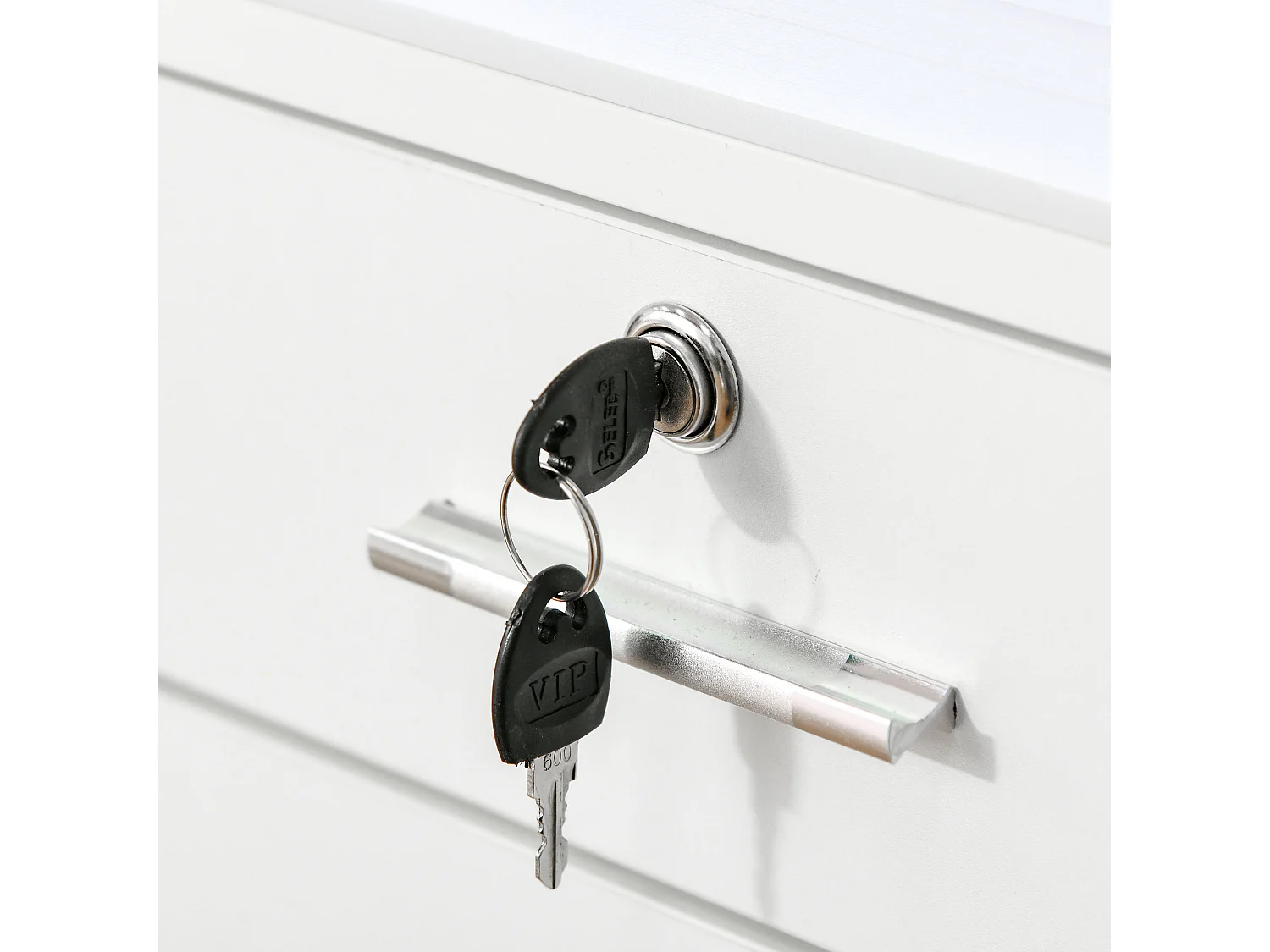 Cassettiera da ufficio e per scrivania con 2 chiavi bianca