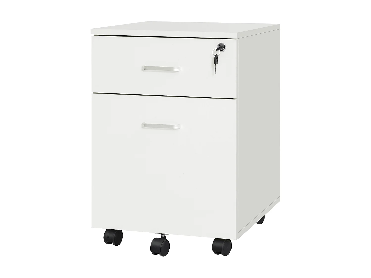 Cassettiera ufficio a 2 cassetti in truciolato bianco